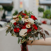 Canvas of Blooming Red Bridal Bouquet